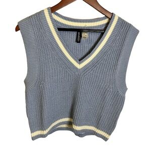 Divided by H&M | V-neck Sweater Vest | Baby Blue & White | Size XS